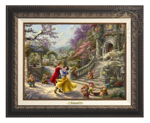 Thomas Kinkade 12" x 16" Framed Canvas Classics:"Disney Snow White Dancing in the Sunlight"