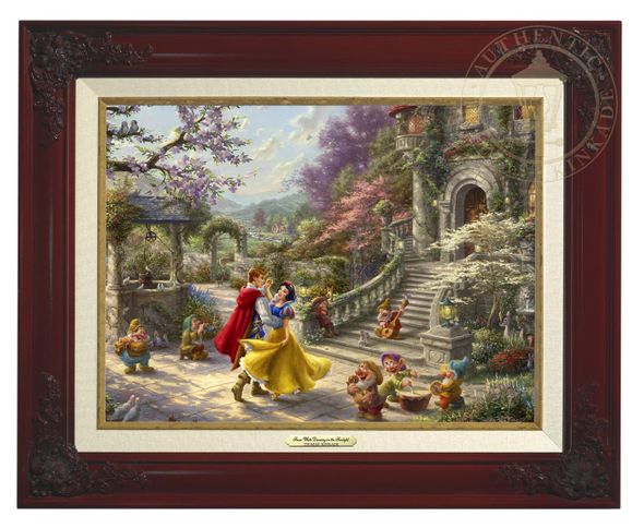 Thomas Kinkade 12" x 16" Framed Canvas Classics:"Disney Snow White Dancing in the Sunlight"