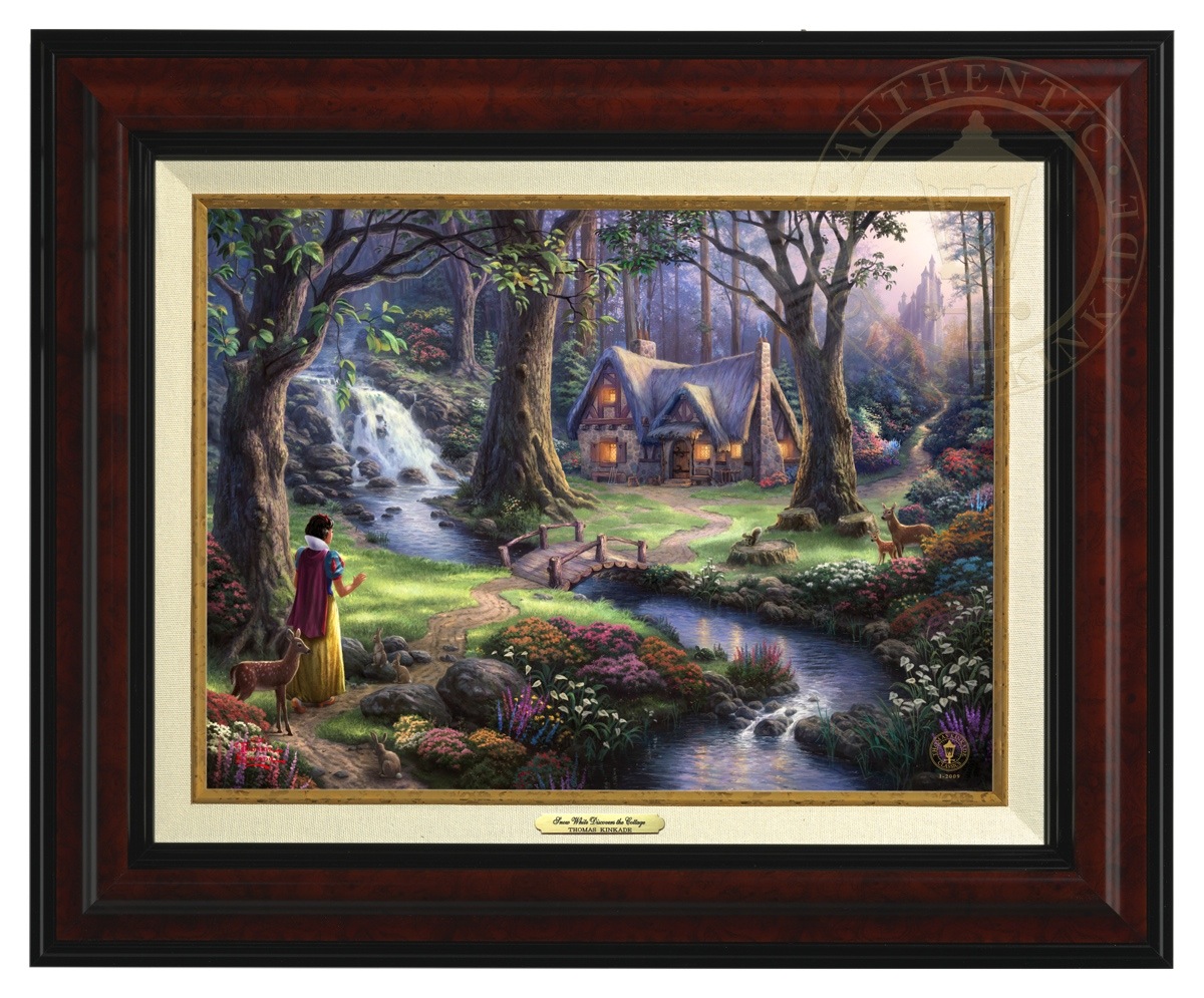 Thomas Kinkade 12" x 16" Framed Canvas Classics:"Disney Snow White Discovers the Cottage"