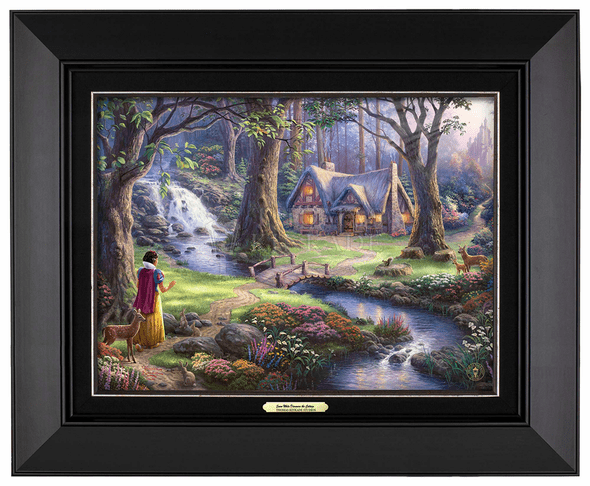 Thomas Kinkade 12" x 16" Framed Canvas Classics:"Disney Snow White Discovers the Cottage"