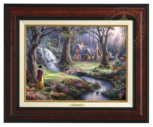Thomas Kinkade 12" x 16" Framed Canvas Classics:"Disney Snow White Discovers the Cottage"
