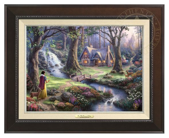 Thomas Kinkade 12" x 16" Framed Canvas Classics:"Disney Snow White Discovers the Cottage"