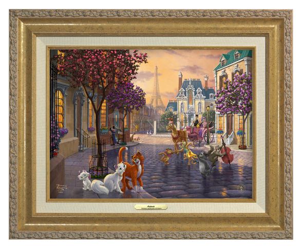 Thomas Kinkade 12" x 16" Framed Canvas Classics:"Disney The Aristocats"