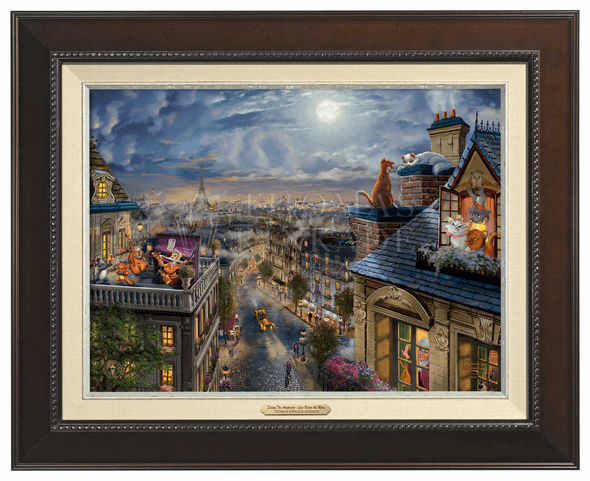 Thomas Kinkade 12" x 16" Framed Canvas Classics:"Disney The Aristocats Love Under the Moon"