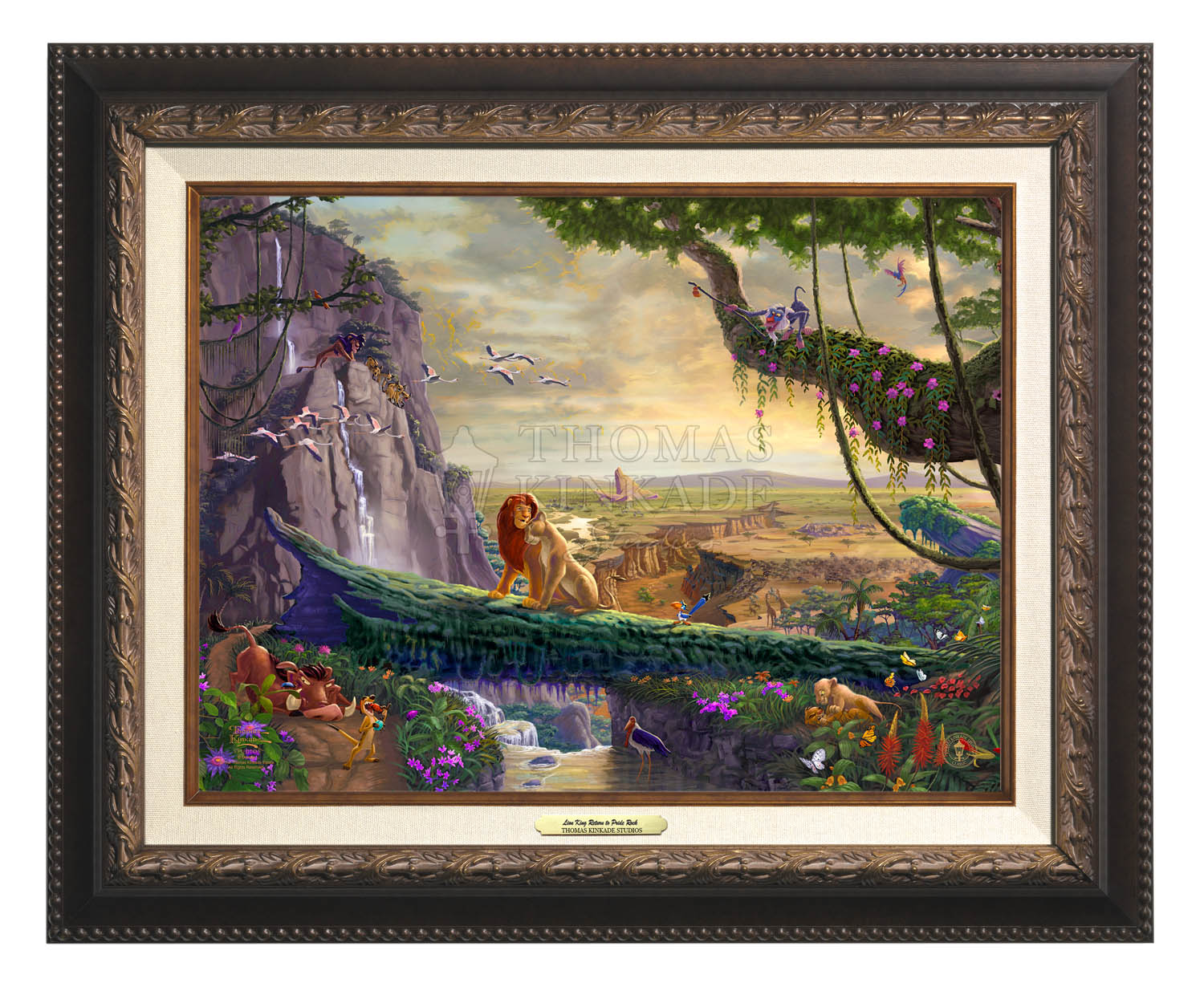 Thomas Kinkade 12" x 16" Framed Canvas Classics:"Disney The Lion King – Return to Pride Rock"
