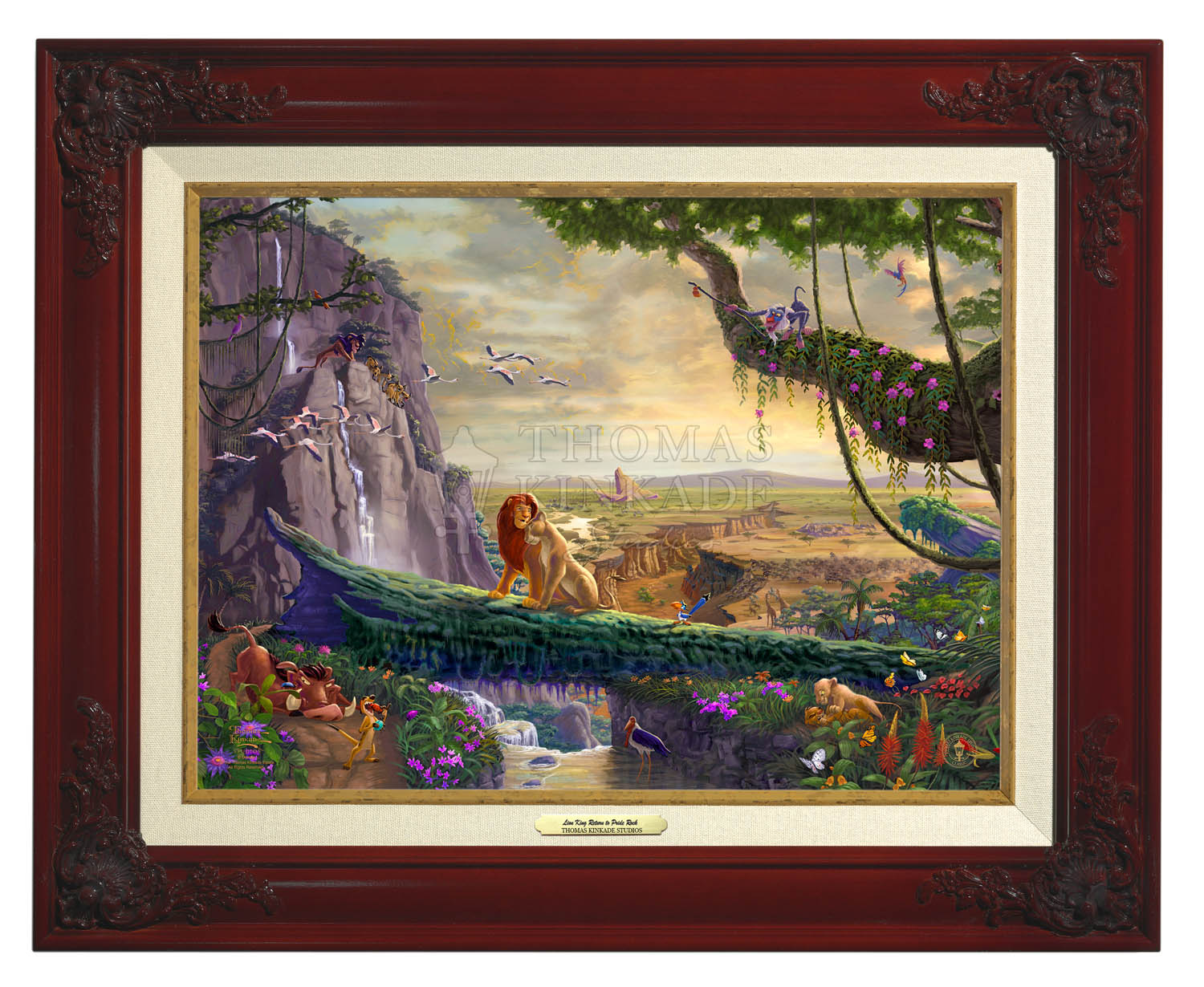Thomas Kinkade 12" x 16" Framed Canvas Classics:"Disney The Lion King – Return to Pride Rock"