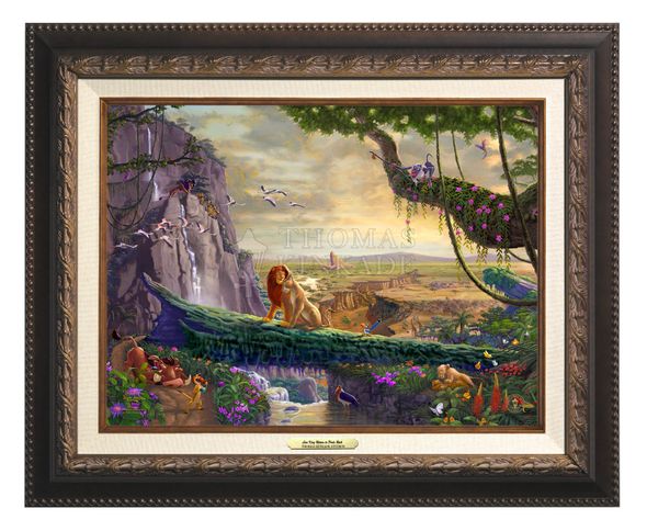 Thomas Kinkade 12" x 16" Framed Canvas Classics:"Disney The Lion King – Return to Pride Rock"
