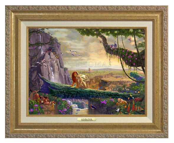 Thomas Kinkade 12" x 16" Framed Canvas Classics:"Disney The Lion King – Return to Pride Rock"