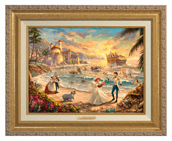 Thomas Kinkade 12" x 16" Framed Canvas Classics:"Disney The Little Mermaid Celebration of Love"