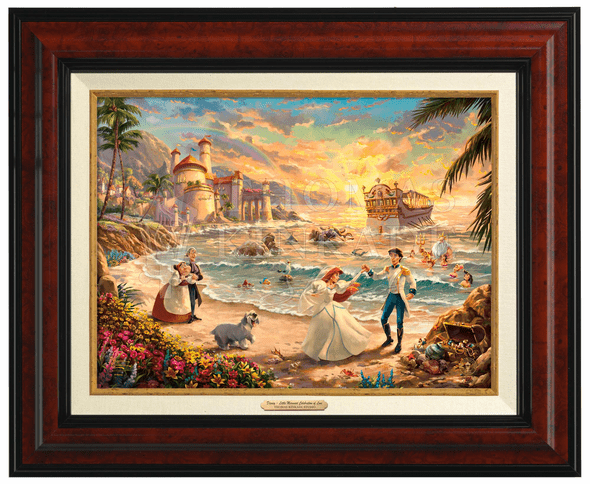 Thomas Kinkade 12" x 16" Framed Canvas Classics:"Disney The Little Mermaid Celebration of Love"