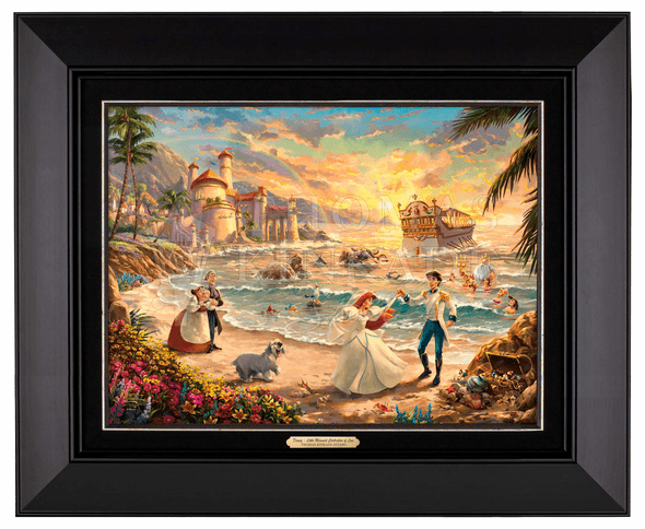 Thomas Kinkade 12" x 16" Framed Canvas Classics:"Disney The Little Mermaid Celebration of Love"