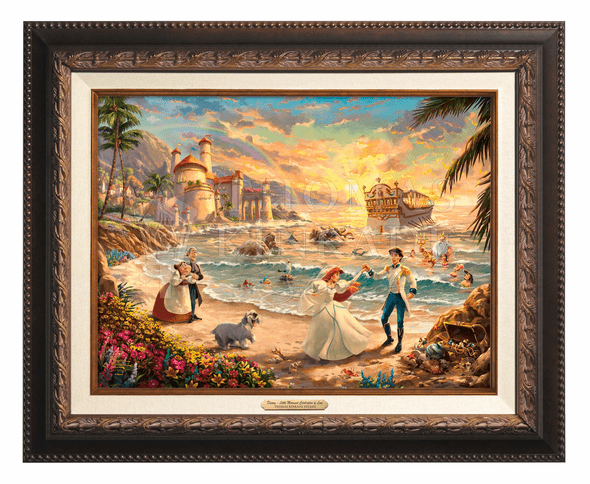 Thomas Kinkade 12" x 16" Framed Canvas Classics:"Disney The Little Mermaid Celebration of Love"