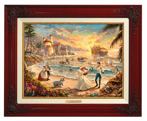 Thomas Kinkade 12" x 16" Framed Canvas Classics:"Disney The Little Mermaid Celebration of Love"