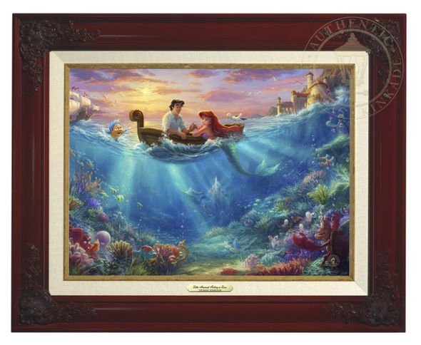 Thomas Kinkade 12" x 16" Framed Canvas Classics:"Disney The Little Mermaid Falling in Love"