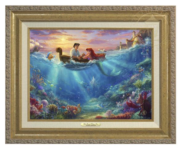 Thomas Kinkade 12" x 16" Framed Canvas Classics:"Disney The Little Mermaid Falling in Love"