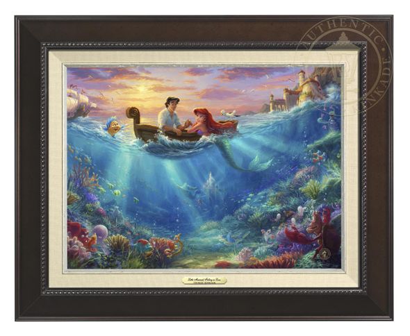 Thomas Kinkade 12" x 16" Framed Canvas Classics:"Disney The Little Mermaid Falling in Love"