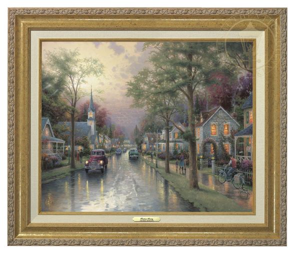 Thomas Kinkade 12" x 16" Framed Canvas Classics:"Hometown Morning"