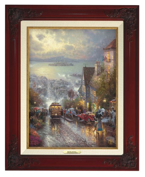 Thomas Kinkade 12" x 16" Framed Canvas Classics:"Hyde Street and the Bay, San Francisco"