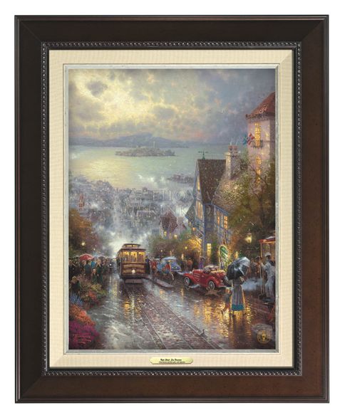 Thomas Kinkade 12" x 16" Framed Canvas Classics:"Hyde Street and the Bay, San Francisco"