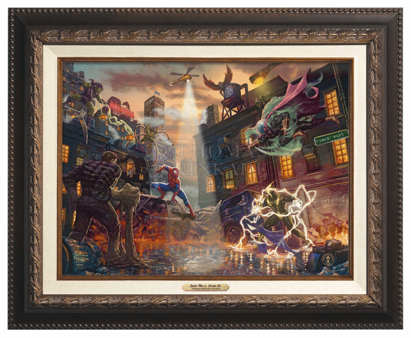 Thomas Kinkade 12" x 16" Framed Canvas Classics:"Spider-Man vs. the Sinister Six"