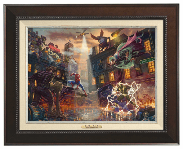 Thomas Kinkade 12" x 16" Framed Canvas Classics:"Spider-Man vs. the Sinister Six"