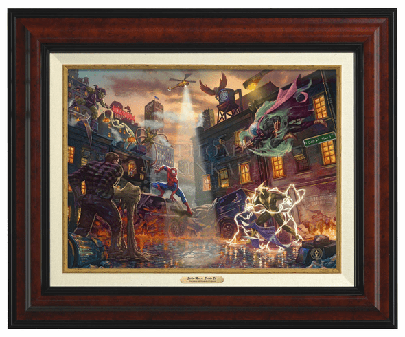 Thomas Kinkade 12" x 16" Framed Canvas Classics:"Spider-Man vs. the Sinister Six"