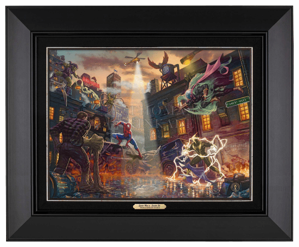 Thomas Kinkade 12" x 16" Framed Canvas Classics:"Spider-Man vs. the Sinister Six"