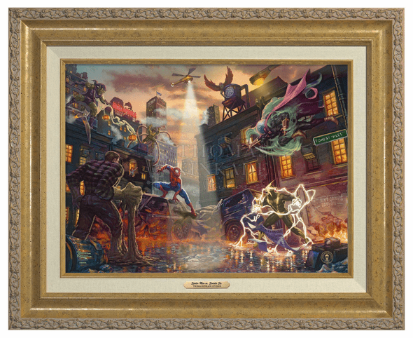 Thomas Kinkade 12" x 16" Framed Canvas Classics:"Spider-Man vs. the Sinister Six"