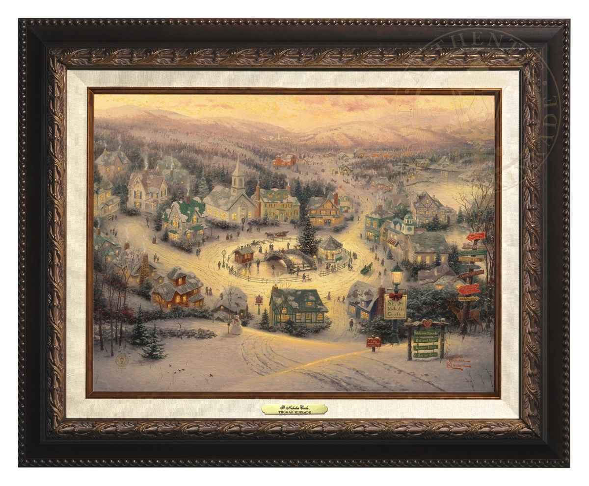 Thomas Kinkade 12" x 16" Framed Canvas Classics:"St. Nicholas Circle"