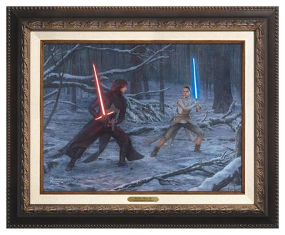 Thomas Kinkade 12" x 16" Framed Canvas Classics:"The Duel: Rey vs. Ren" Thomas Kinkade 12" x 16" Framed Canvas Classics:"The Duel: Rey vs. Ren"