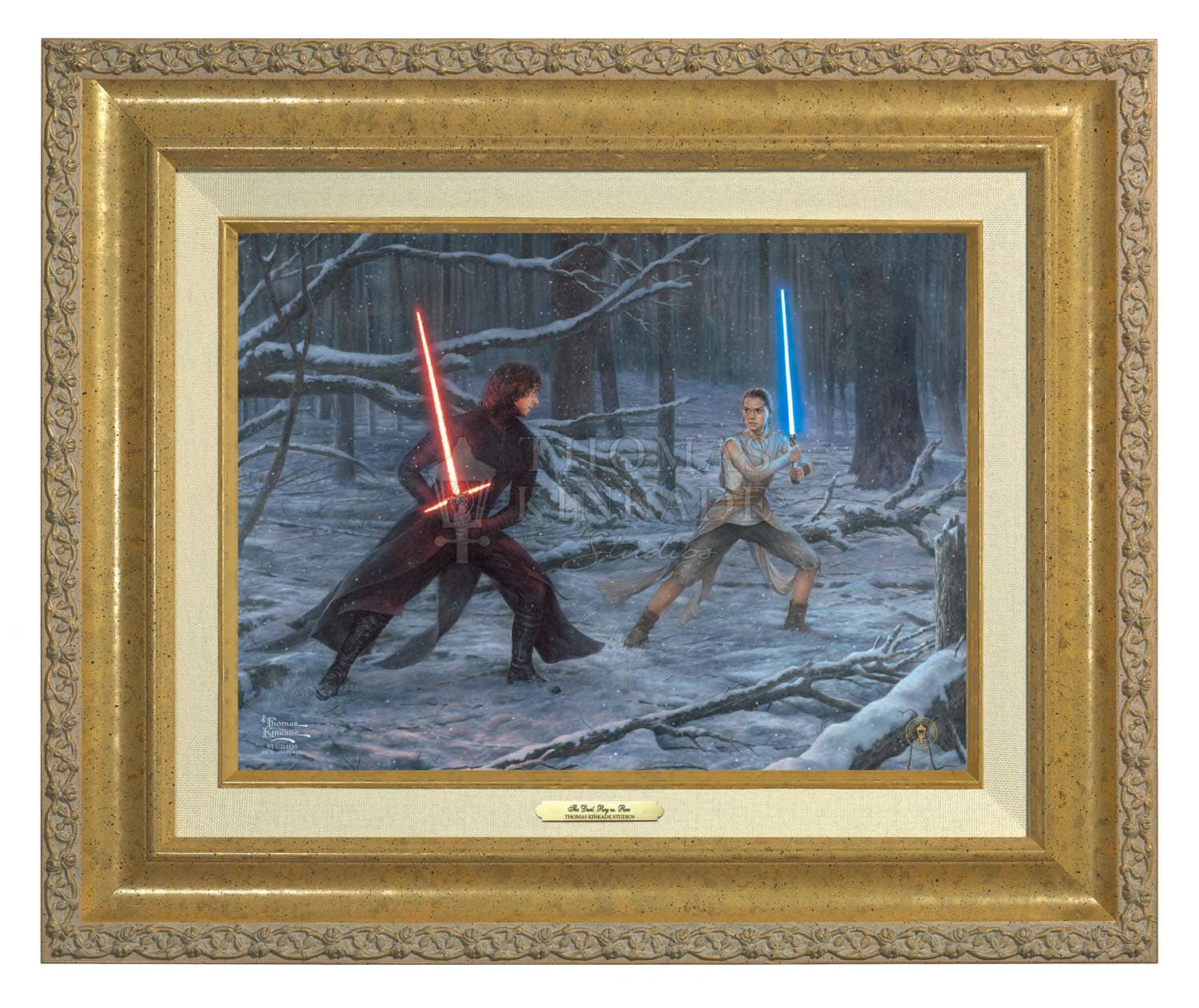 Thomas Kinkade 12" x 16" Framed Canvas Classics:"The Duel: Rey vs. Ren"