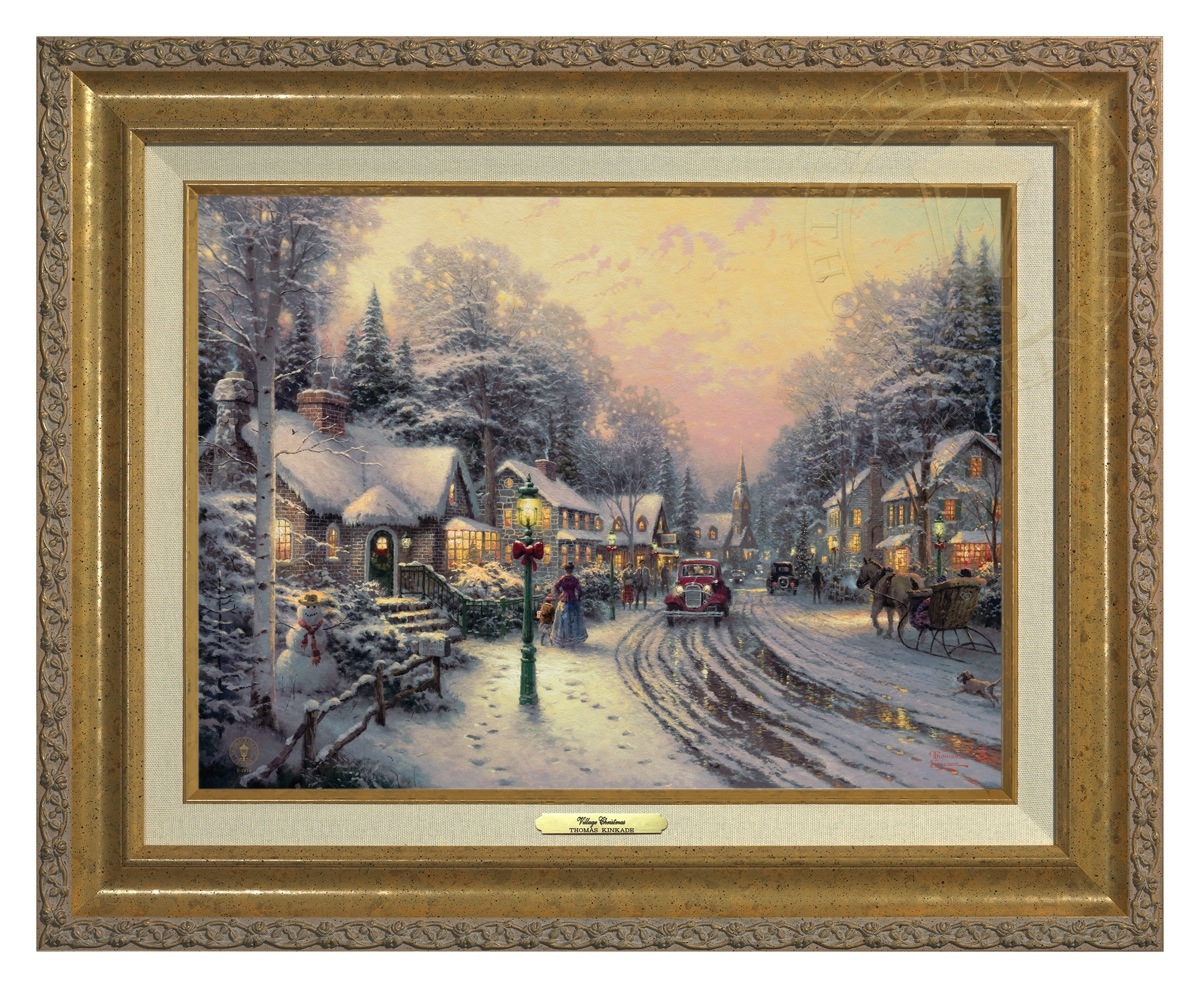 Thomas Kinkade 12" x 16" Framed Canvas Classics:"Village Christmas"