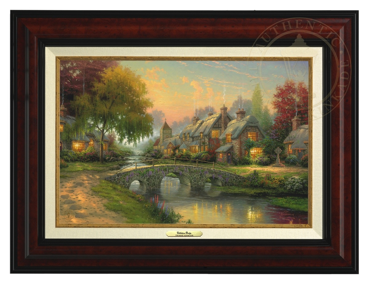 Thomas Kinkade 12" x 18" Framed Canvas Classics:"Cobblestone Bridge"