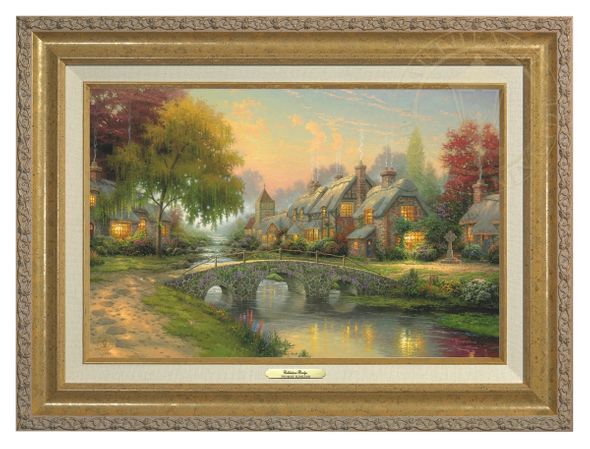 Thomas Kinkade 12" x 18" Framed Canvas Classics:"Cobblestone Bridge"