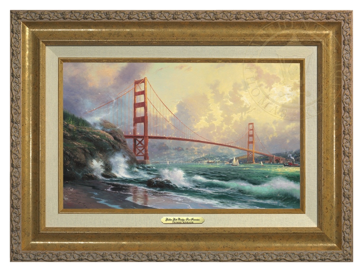 Thomas Kinkade 12" x 18" Framed Canvas Classics:"Golden Gate Bridge, San Francisco"