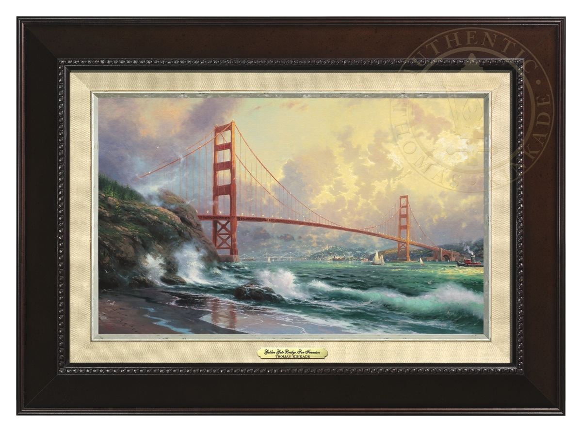 Thomas Kinkade 12" x 18" Framed Canvas Classics:"Golden Gate Bridge, San Francisco"