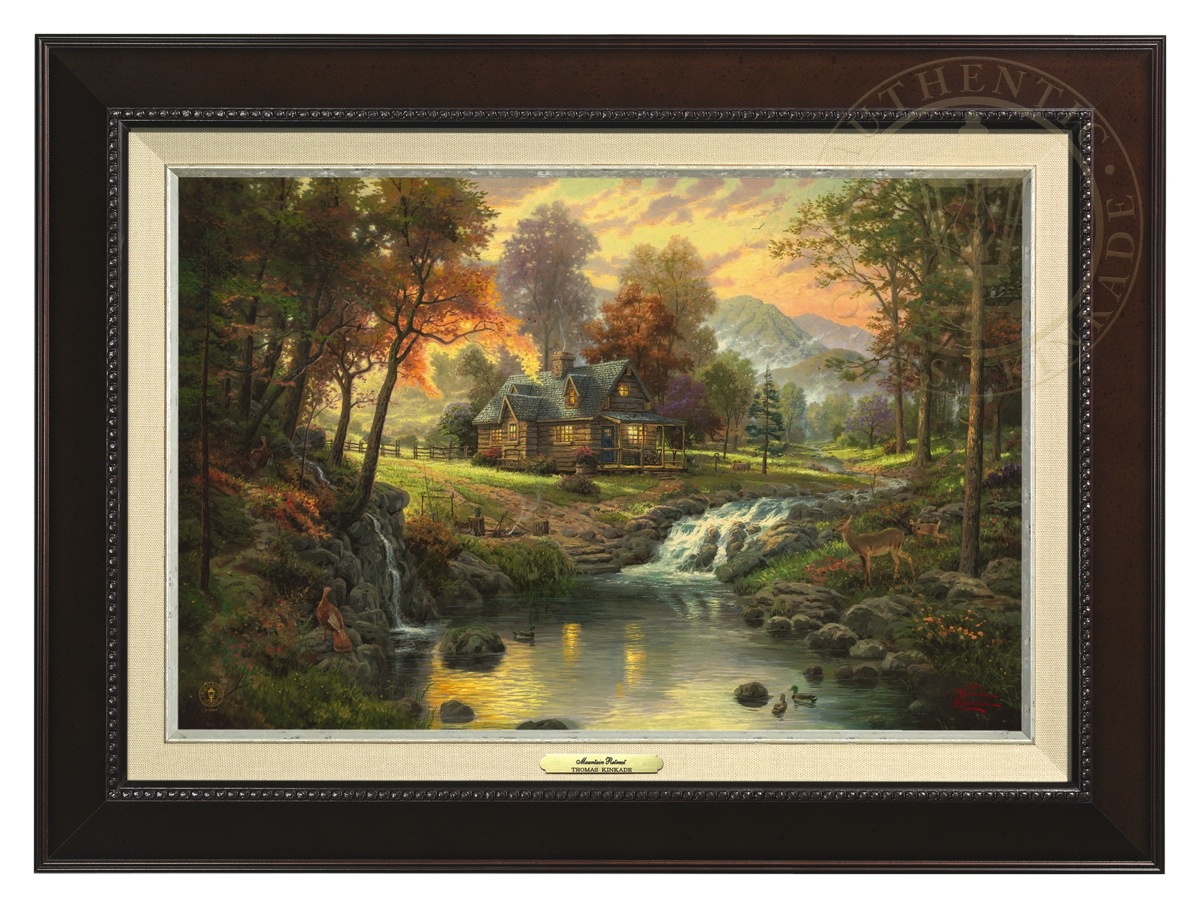 Thomas Kinkade 12" x 18" Framed Canvas Classics:"Mountain Retreat"
