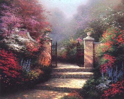THOMAS KINKADE 12X16 Secondary Market Art: "VICT GARDEN SOCNV"
