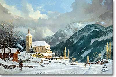 THOMAS KINKADE 12X18 Secondary Market Art: "WINTER CHAPEL CNV"