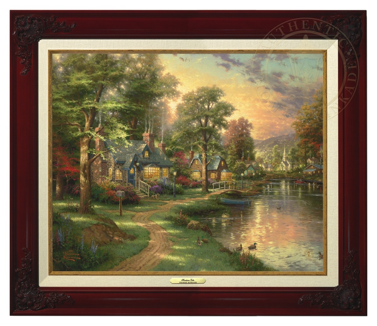 Thomas Kinkade 16" x 20" Framed Canvas Classics:"Hometown Lake"