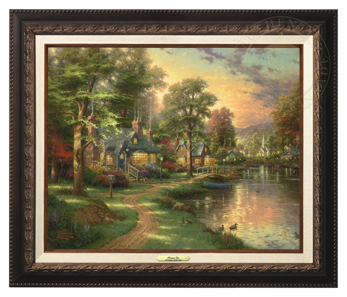Thomas Kinkade 16" x 20" Framed Canvas Classics:"Hometown Lake"