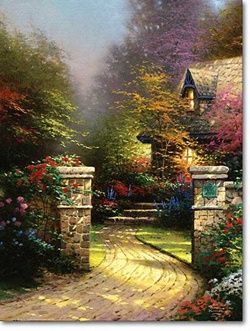THOMAS KINKADE 16X12 Secondary Market Art: "ROSE GATE"