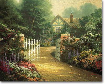 THOMAS KINKADE 16X20 Secondary Market Art: "HIDDEN COTTAGE CNV"