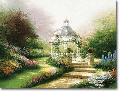 THOMAS KINKADE 16X20 Secondary Market Art: "HIDDEN GAZEBO"