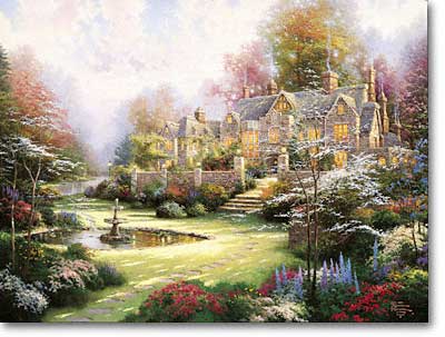 THOMAS KINKADE 18X24 Secondary Market Art: "GARDEN BEY SPRIN APCNV"