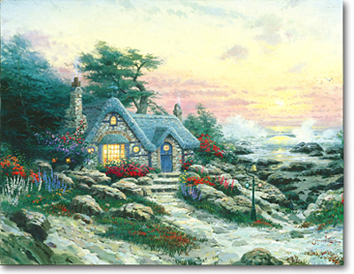 THOMAS KINKADE 18X27 Secondary Market Art: "COTTAGE SEA I"