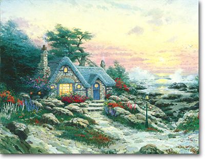 THOMAS KINKADE 18X27 Secondary Market Art: "COTTAGE SEA I"