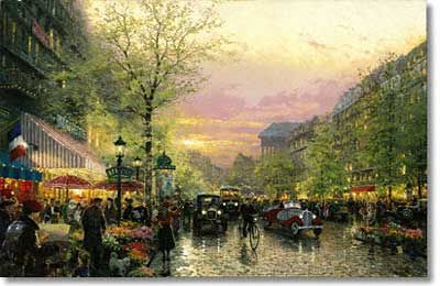 THOMAS KINKADE 18X27 Secondary Market Art: "PARIS CITY LIGHT SPCNV"