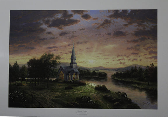 THOMAS KINKADE 18X27 Secondary Market Art: "SUNRISE CHAPEL"