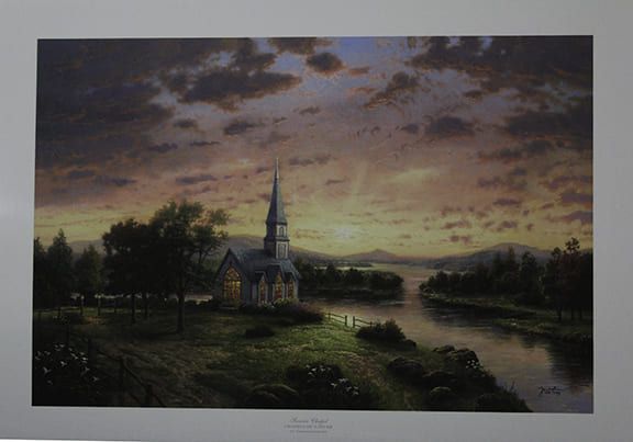 THOMAS KINKADE 18X27 Secondary Market Art: "SUNRISE CHAPEL"
